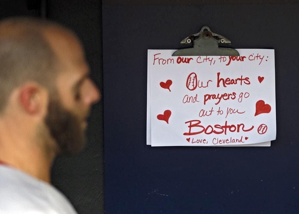 Red Sox Hang 'Boston Strong' No. 617 Jersey in Dugout During Tuesday's Game  (Photo) 