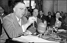 FBI director J. Edgar Hoover speaking to the Senate Crime Investigating Committee, March 26,1951. (AP Photo)