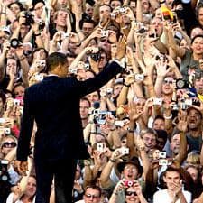 Barack Obama speaks to a crowd estimated at over 250,000 in Tiergarten Park in Berlin, Germany on  July 24, 2008. (David Katz/Obama for America)