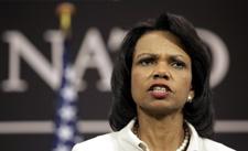 U.S. Secretary of State Condoleezza Rice at NATO Headquarters in Brussels, Aug. 19, 2008 after an emergency NATO meeting on the conflict in Georgia. (AP Photo/Yves Logghe)