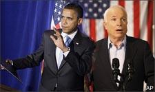 Senators Obama and McCain on the campaign trail. (AP)