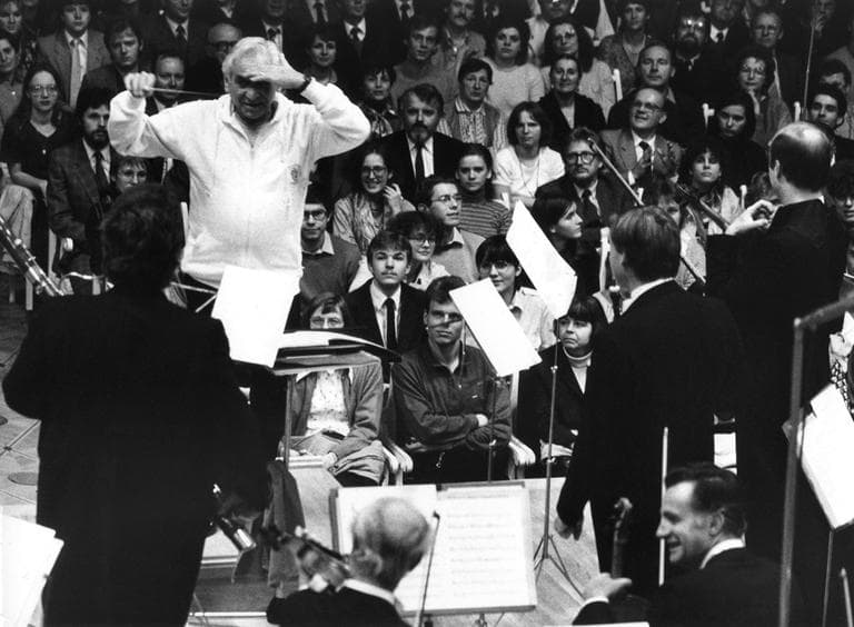Conductor Leonard Bernstein in Austria, October 26, 1984. (AP)