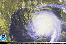 NOAA image of hurricane Ike taken on September 11, 2008 at 1:45 pm ET