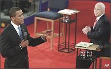Senators Obama and McCain at the second presidential debate. (AP)