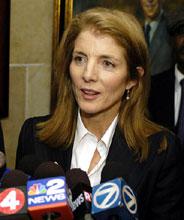 Caroline Kennedy listens to a reporter's question during a news conference at City Hall in Buffalo, N.Y. on Wednesday, Dec. 17, 2008. (AP Photo/Don Heupel)