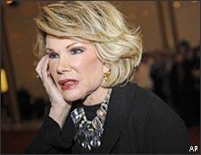 Comedian Joan Rivers arrives for the 11th Annual Mark Twain Prize for Humor, honoring the late George Carlin, at the Kennedy Center in Washington on Monday, Nov. 10, 2008. (AP)