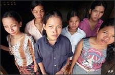 Cambodian prostitutes at a Phnom Penh slum house, in July 2002. (AP)