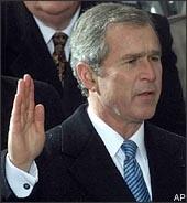 George W. Bush takes the oath of office to become the 43rd president Saturday, Jan. 20, 2001, in Washington. (AP)