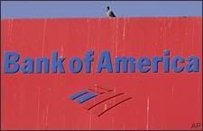 A pigeon sits atop Bank of America branch sign in Los Angeles on Friday, Jan. 16, 2009. Escalating credit costs forced Bank of America Corp. to report a $2.39 billion fourth-quarter loss, hours after it convinced the federal government it needed a multibillion-dollar lifeline to survive the absorption of Merrill Lynch's hefty losses. (AP)