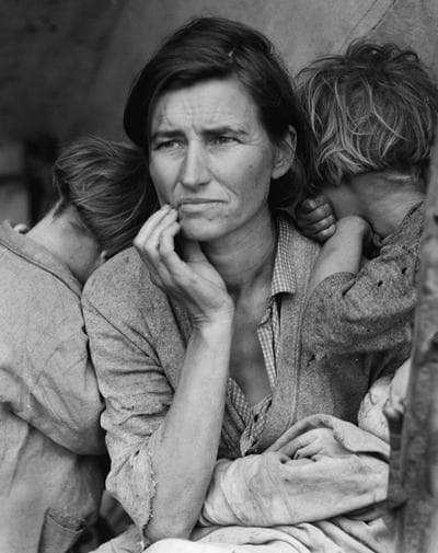 Migrant Mother in Nipomo, California, 1936. Lange’s original caption: “Destitute peapickers in California; a 32 year old mother of seven children. February 1936.” 