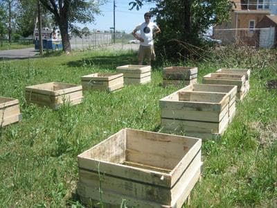 Garden boxes in a Detroit neighborhood that a group of artists is trying to rejuvinate.(The Powerhouse Project)