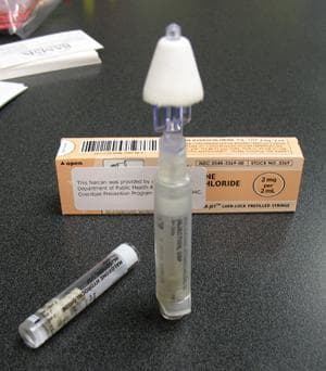 A Narcan demonstration kit. (Monica Brady-Myerov/WBUR)