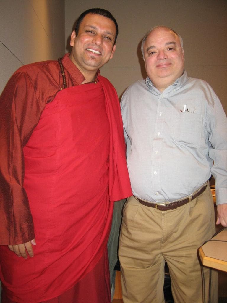 Tenzin Priyadarshi, Buddhist Chaplain of MIT, with WBUR's Bob Oakes