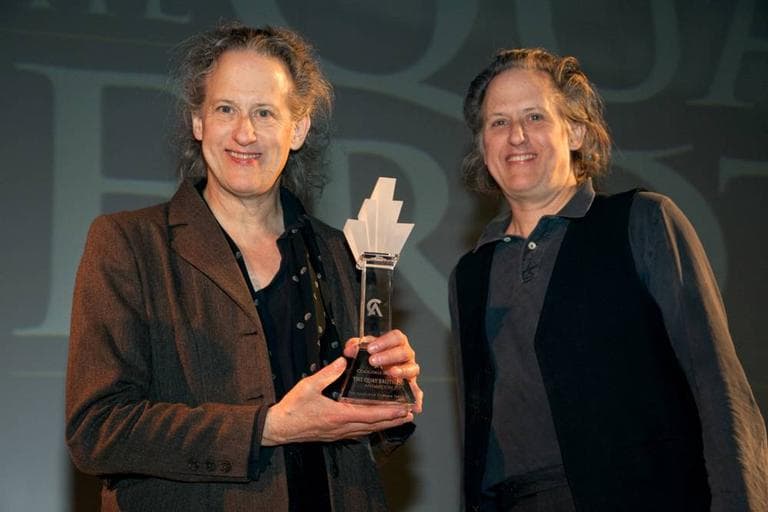 The Quay Brothers accepting the 2009 Coolidge Award honoring film artists whose work advances the spirit of original and challenging cinema. (David Fox)