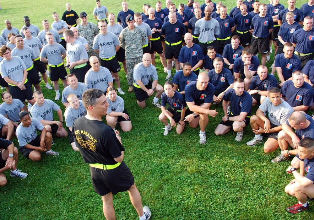 Brig. Gen. Stephen Townsend speaks to soldiers at Fort Campbell, Ky., about suicide prevention Wednesday, May 27, 2009. Townsend said the post leads the Army in suicides this year. (AP)