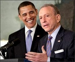 Veteran GOP Senator Arlen Specter of Pennsylvania discusses his conversion to the Democratic Party at the White House with President Barack Obama, left, in Washington, Wednesday, April 29, 2009. Specter, who left the Republican Party, his party of nearly 30 years, was welcomed by Obama, while Specter vowed that he'll be an asset as Obama tries to get his ambitious agenda through Congress. (AP)