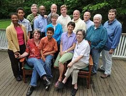 Gay couples who brought the landmark lawsuit that led to the first legalized gay marriages in the United States pose for a photo during a reunion in Newton Mass, Sunday, May, 17, 2009, celebrate their fifth anniversaries, five years after Massachusetts became the first state to legalize gay marriage. (AP)