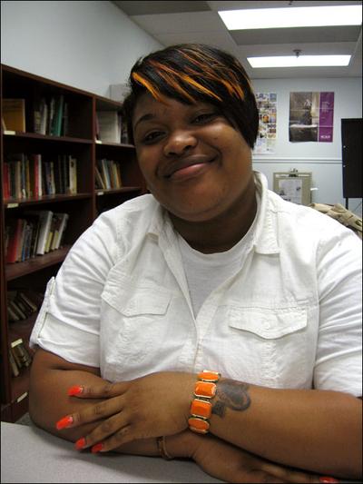 19-year-old Kenisha Durr of Dorchester has received help from ABCD and has landed a summer job. (Sarah Bush/WBUR)