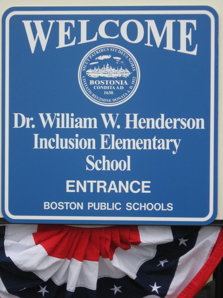 New Sign for the William Henderson Elementary School (Sarah Bush/WBUR)