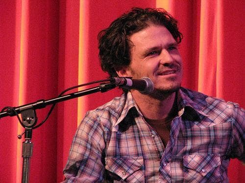 Dave Eggers at the Q&amp;A following a screening of the movie Away We Go in Brookline, Mass., in May 2009