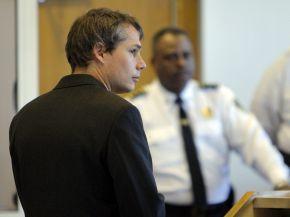 Shepard Fairey was supposed to DJ the opening of his exhibition at the ICA on Feb. 9. Instead, Boston police arrested him enroute and he found himself in Boston District Court on a vandilization charge. (AP)