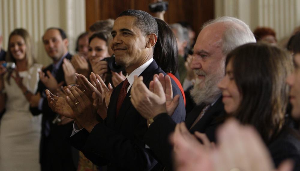 President Obama applauds at the end of a ceremony awarding the 2009 Presidential Medal of Freedom to 16 people. (AP)