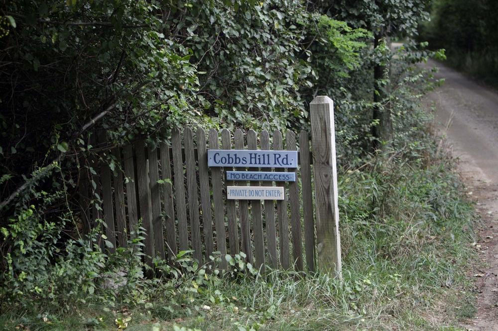 A sign marks the road where President Obama and his family will vacation in Chilmark, Mass., on Sunday. (AP)