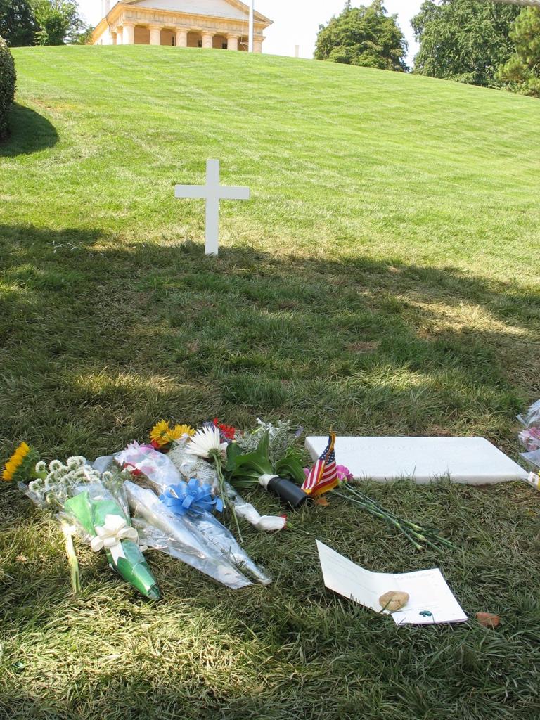 Kennedy's simple grave at Arlington National Cemetary. (Monica Brady-Myerov/WBUR)