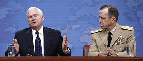 Defense Secretary Robert Gates, left, and Adm. Michael Mullen, Chairman of the Joint Chiefs, during a news conference at the Pentagon, Thursday, Sept. 3, 2009. (AP)