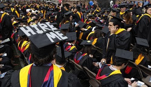 Graduates are seen during commencement ceremonies at the University of Pennsylvania in Philadelphia, Monday, May 18, 2009. (AP)