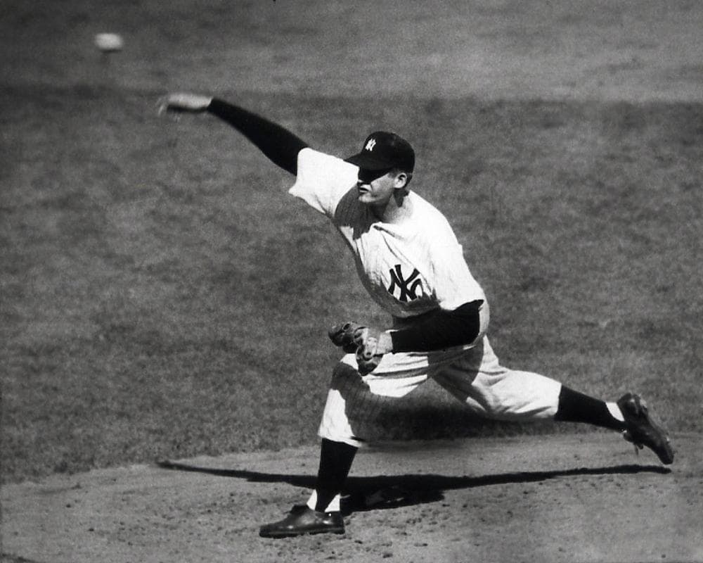 Yankees pitcher Don Larsen delivers a pitch in the fourth inning of Game 5 of the World Series, Oct. 8, 1956, en route to throwing a perfect game. (AP)