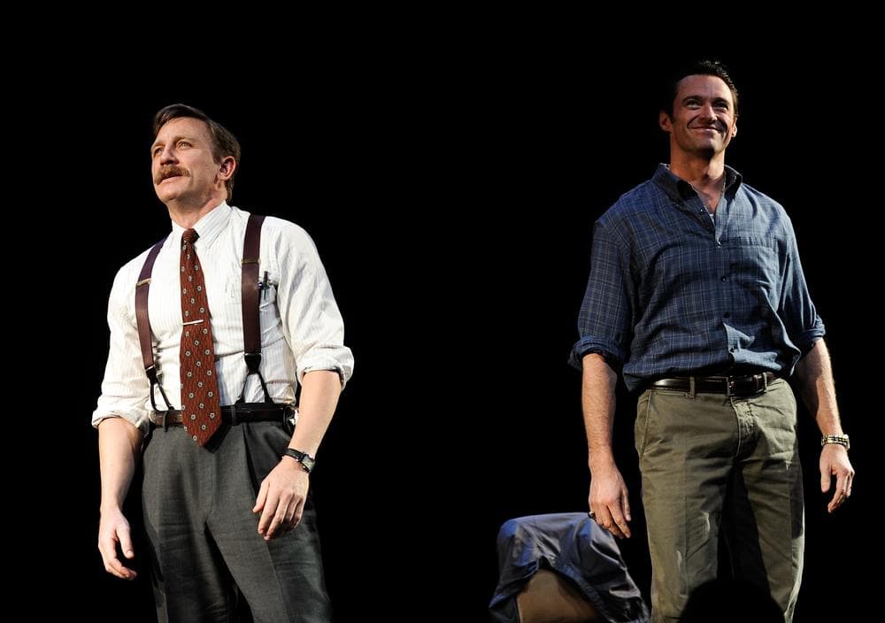 Actors Daniel Craig, left, and Hugh Jackman take their bows at the curtain call for the Broadway opening performance of 'A Steady Rain' on Tuesday, Sept. 29, 2009 in New York. 'A Steady Rain' stars Daniel Craig and Hugh Jackman. (AP)