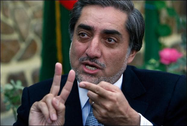Abdullah Abdullah, former Afghan foreign minister who run against President Hamid Karzai in last August&#039;s vote, speaks with journalists after a press conference in Kabul. (Musadeq Sadeq/AP)