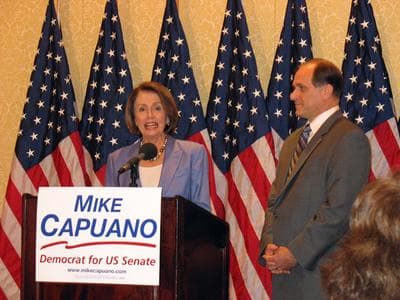 U.S. House Speaker Nancy Pelosi came to Boston Friday to endorse Congressman Michael Capuano for Senate. (Monica Brady-Myerov/WBUR)