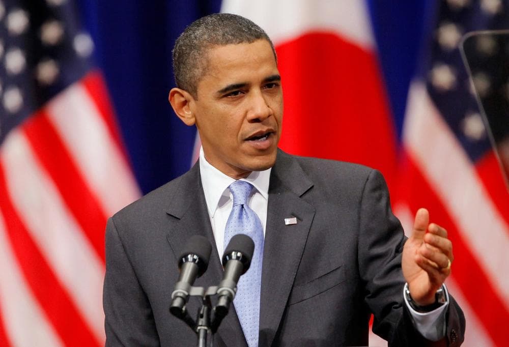 U.S. President Barack Obama delivers a speech in Tokyo Saturday.(AP Photo/Itsuo Inouye)