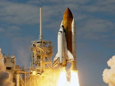Space shuttle Atlantis lifts off from pad 39A at the Kennedy Space Center in Cape Canaveral, Fla, on Monday. (AP)