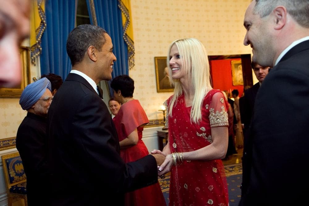 This photo released by the White House, shows President Barack Obama greeting  Michaele and Tareq Salahi, right, at a State Dinner in Washington Tuesday, Nov. 24, 2009. (AP Photo/The White House, Samantha Appleton)