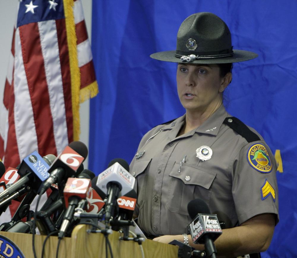 Sgt. Kim Montes, public affairs officer with the Florida Highway Patrol speaks during a news conference concerning Tiger Woods' accident in Orlando, Fla., Tuesday. (AP)