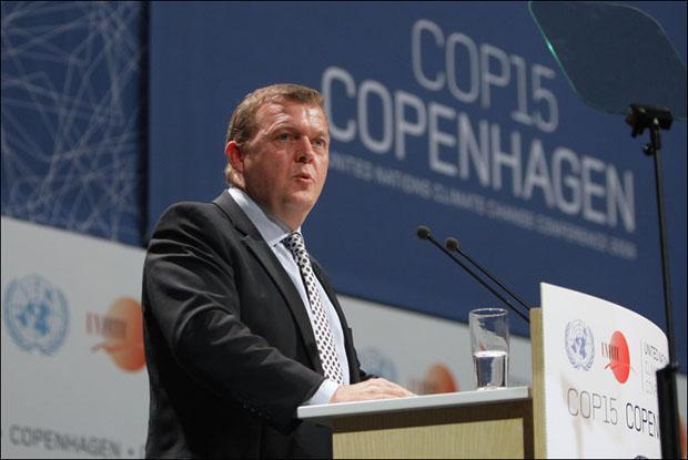 Lars Loekke Rasmussen, Prime Minister of Denmark, speaks during the opening ceremony of the Climate Conference in Copenhagen. (Anja Niedringhaus/AP)