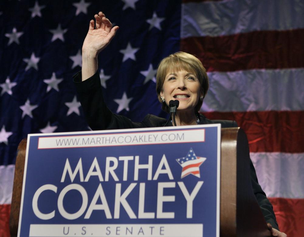 Coakley speaks to supporters after her win was announced. (AP)