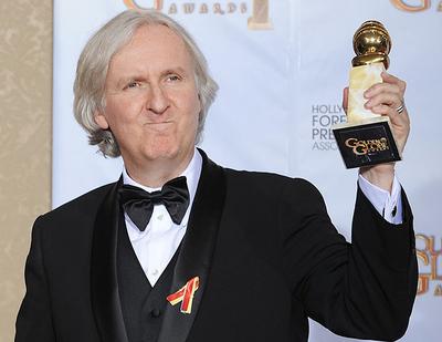 Director James Cameron poses with the award for best motion picture drama for Avatar backstage at the 67th Annual Golden Globe Awards on Sunday in Beverly Hills, Calif. (AP)