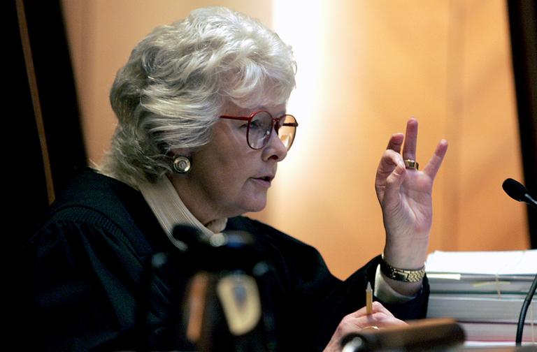 Chief Justice Margaret Marshall heard  arguments in Supreme Judicial Court in this May 2005 file photo. (Via AP)