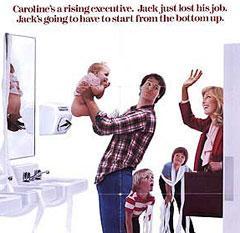 Detail from the promotional poster for the 1983 movie &quot;Mr. Mom,&quot; starring Michael Keaton and Teri Garr.