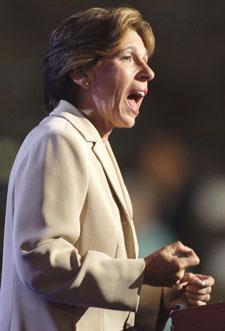 Randi Weingarten, president of the American Federation of Teachers, speaks at the Democratic National Convention in Denver on Aug. 25, 2008.