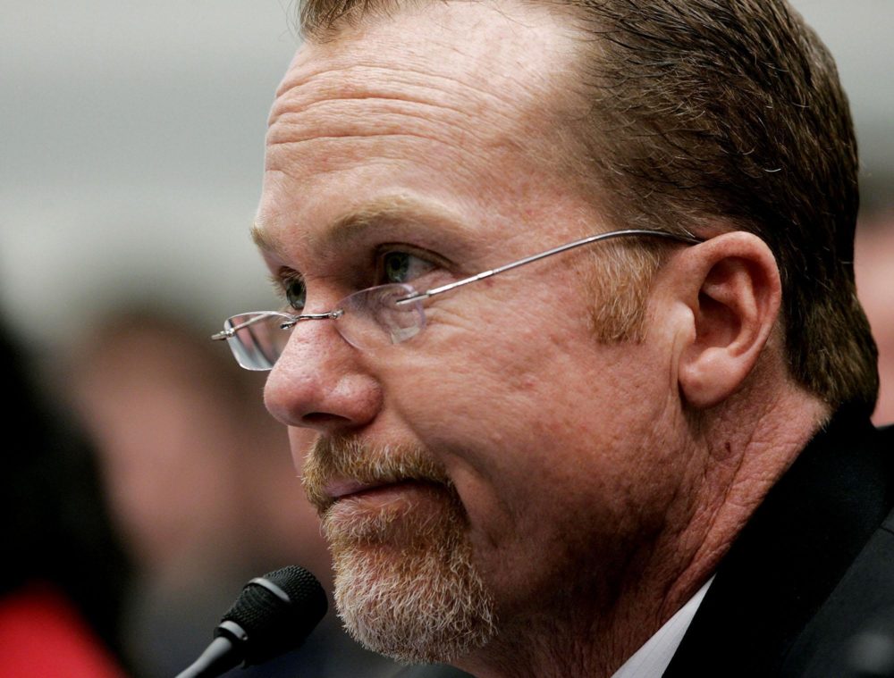 Mark McGwire testifies at a hearing on the use of steroids in baseball in 2005.