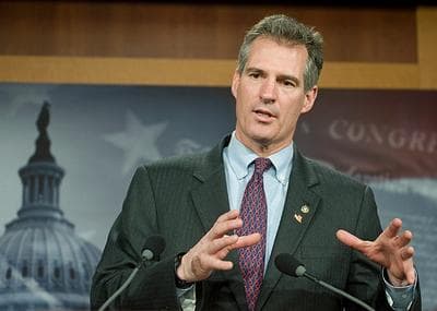 Sen. Scott Brown speaks during his first news conference as a senator on Feb. 4 in Washington. (AP)