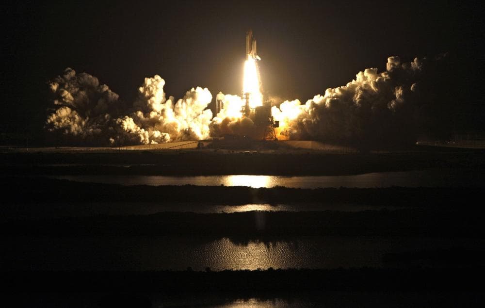 Space shuttle Endeavour lifts off from launch pad 39a at Kennedy Space Center in Cape Canaveral, Fla. on Monday. Endeavour is scheduled for a 13-day mission to the International Space Station.(AP)