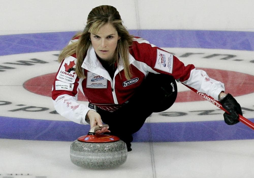 Canada&#39;s skip, Jennifer Jones, prepares to release a stone during the World Women&#39;s Curling Championships in South Korea on March 24, 2009. (AP)