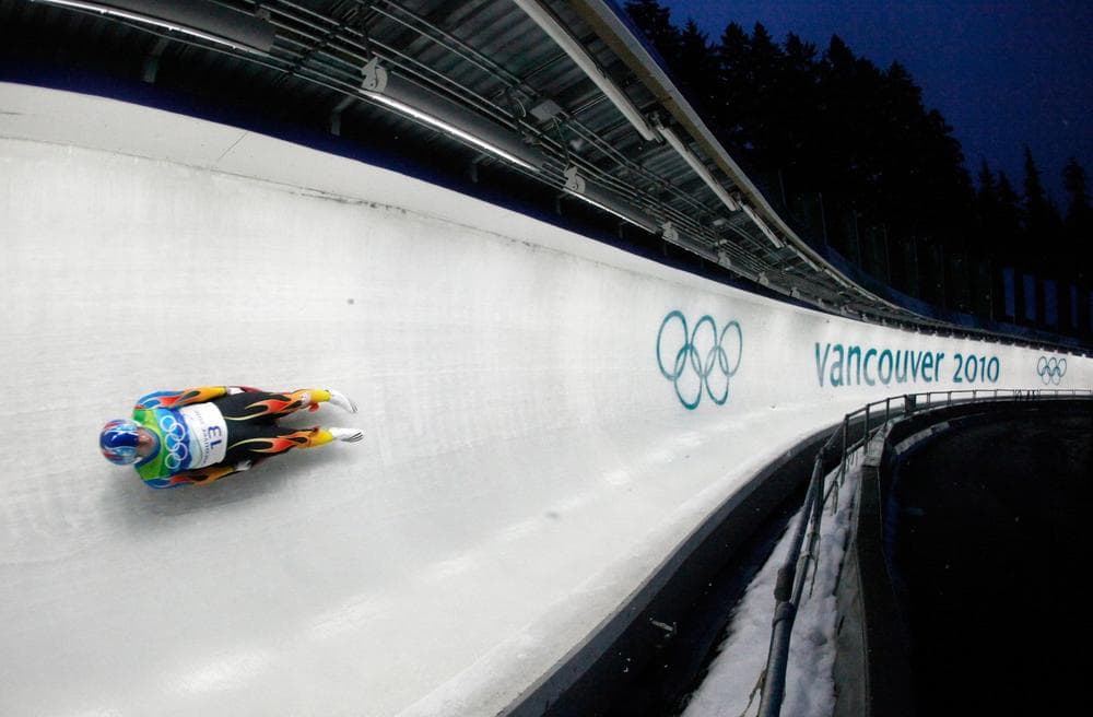 Bengt Walden of the United States competes during the first run of the men's singles luge competition at the Vancouver 2010 Olympics in Whistler, British Columbia, Saturday. (AP Photo/Charlie Riedel)