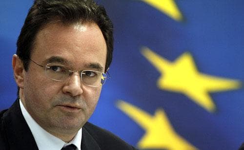 Greece&#039;s Finance Minister George Papaconstantinou addresses the media during a press conference in Athens on Tuesday Feb. 9, 2010. Greece took further steps Tuesday to calm global markets spooked by its debt crisis. (AP)